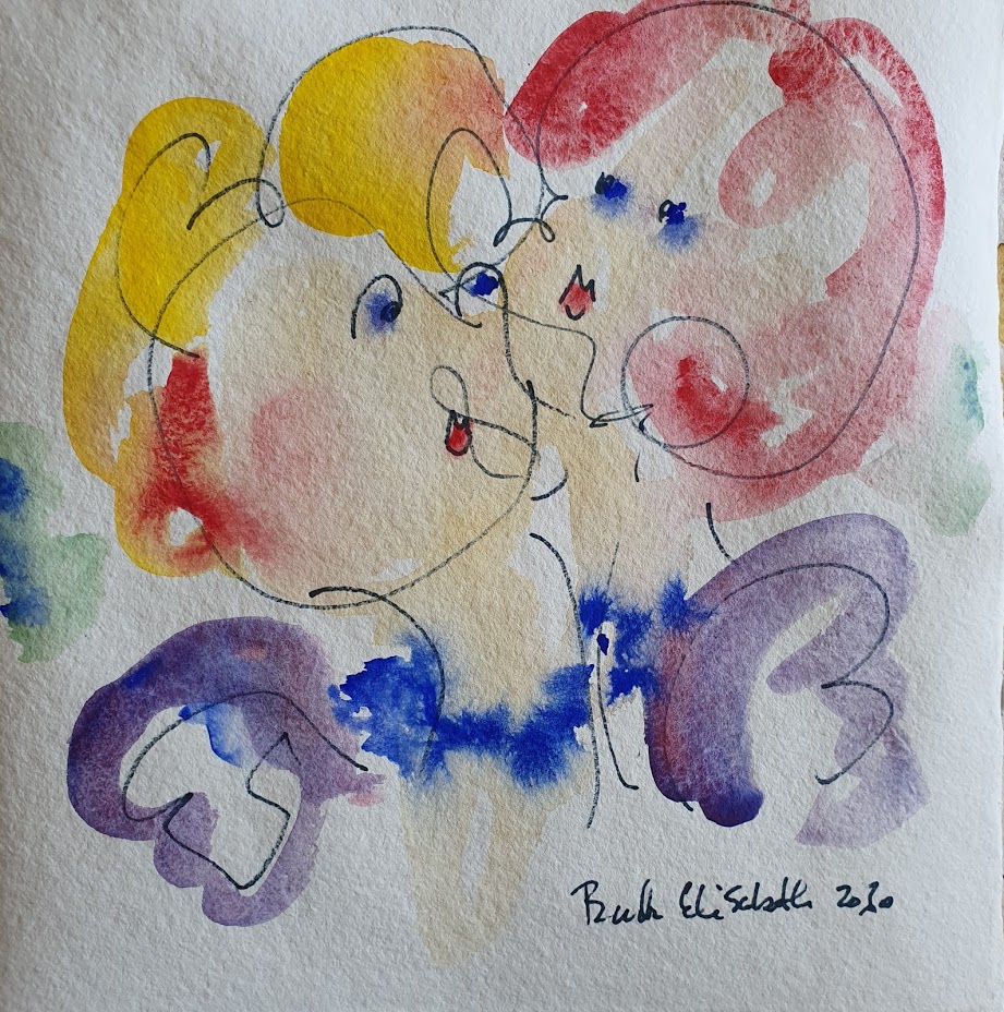 Friends. Water color. Akvarel. 25×25 cm